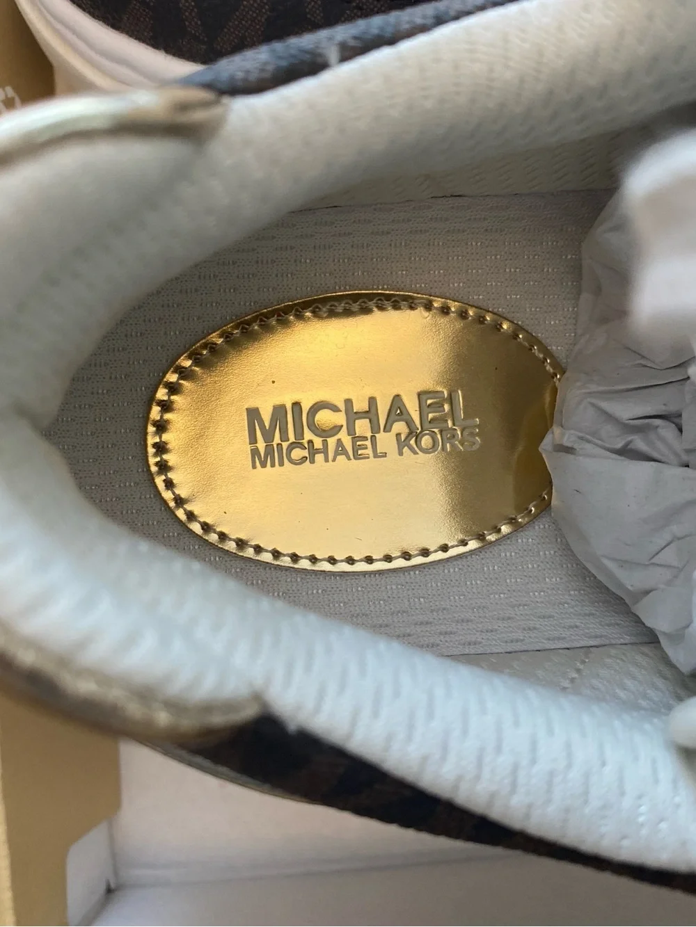 Michael Kors Lexi Mixed-Media Sneakers & Gold Accents